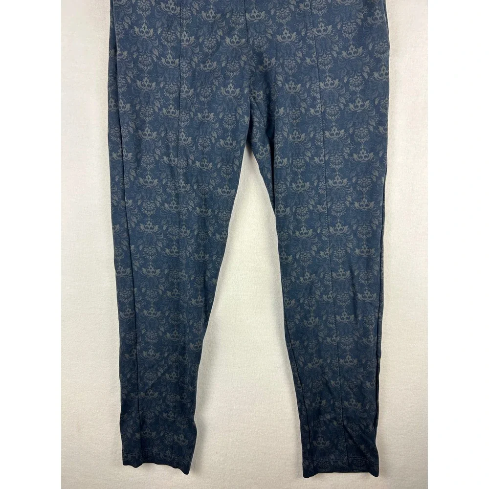 Betabrand Dress Pant Yoga Pants Blue Damask Print Skinny Leg Womens Medium - Picture 5 of 13